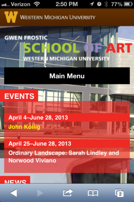 iPhone screenshot of Frostic School of Art website