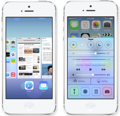 Screen shots of Apple's iOS 7.